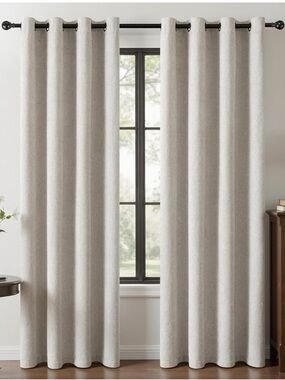 Chenille 100% Blackout Curtains 84 Inches Long for Bedroom,Light Beige 2 panel